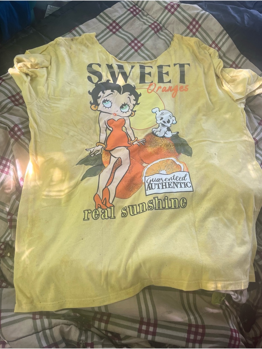 Betty Boop Yellow 'Sweet Oranges' Kids Graphic Tee